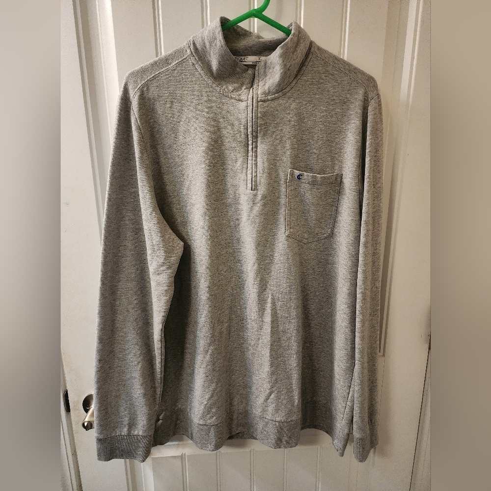 Criquet Men’s Quarter Zip Pullover XL Gray Long Sleeve Cotton Blend Casual Shirt